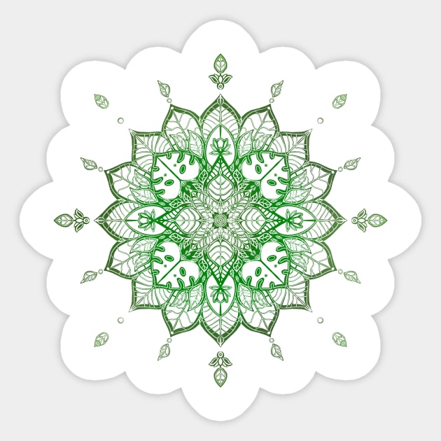 Leafy Mandala burst Sticker by Dee’s Tees